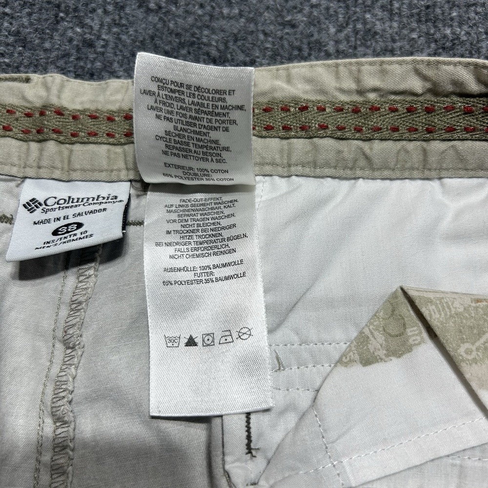 Columbia Men's 38 Cotton Cargo Shorts Beige Flat Front Pockets Button Outdoor - Picture 9 of 14